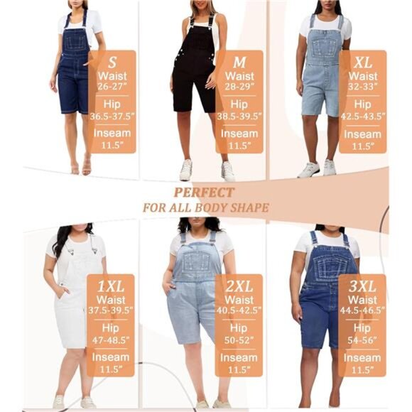 New Women’s Adjustable Strap Stretch Denim Overalls - Trendy & Relaxed Fit - Picture 5 of 8